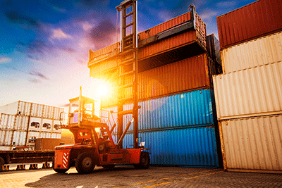 Shipping dock with cargo containers