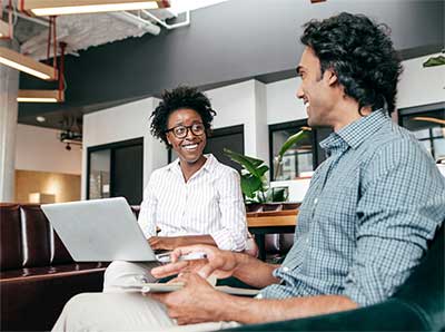 Two colleagues working together