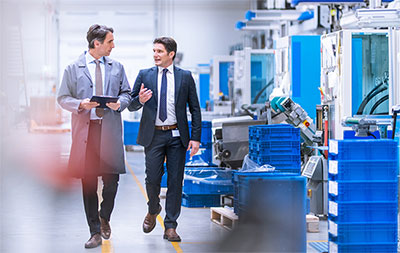Walking through factory floor