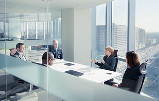 Office meeting with a view