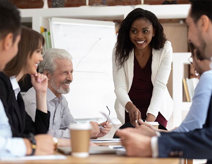 woman leading a meeting