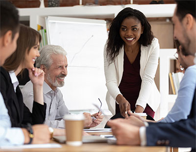 woman leading a meeting