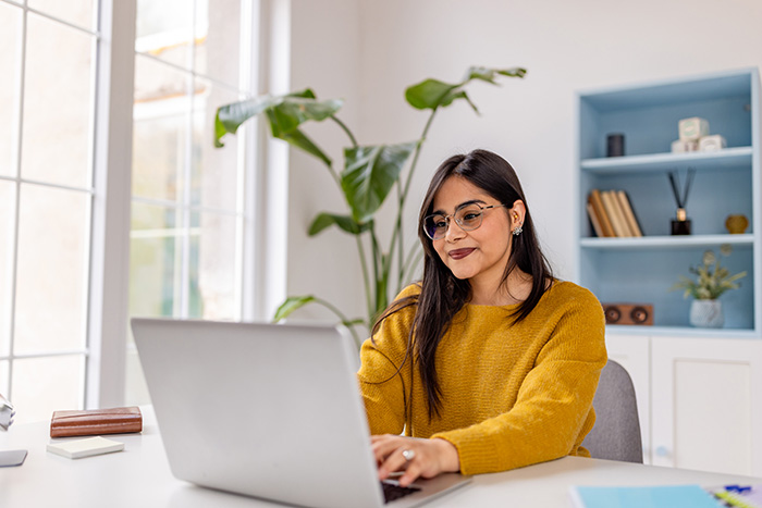 woman working on laptop