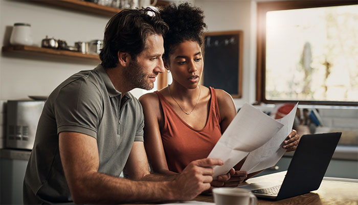 Couple looking over finances