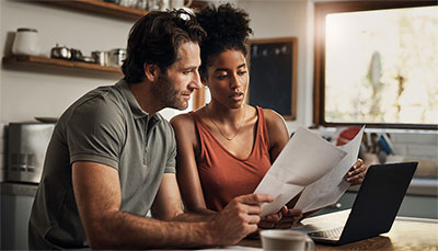 Couple looking over finances