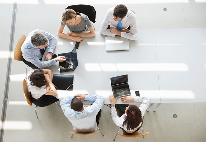 Aerial view of a meeting