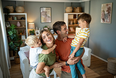 family in the living room