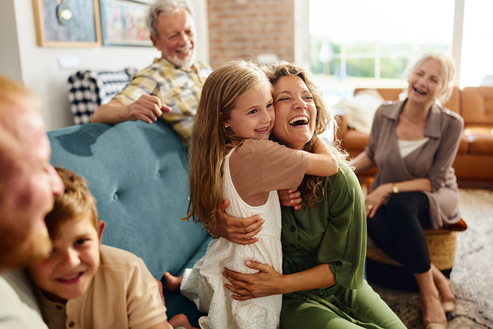 mother and daughter hugging