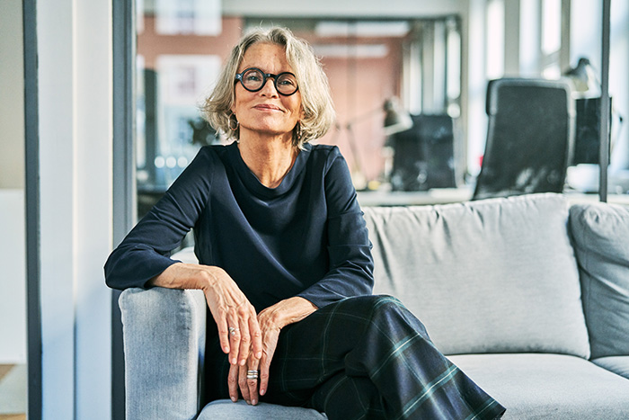 senior woman on couch
