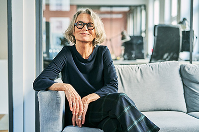 senior woman on couch